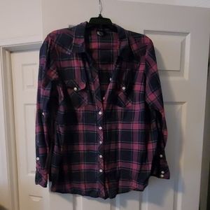 Torrid Blue and Pink plaid shirt size 1